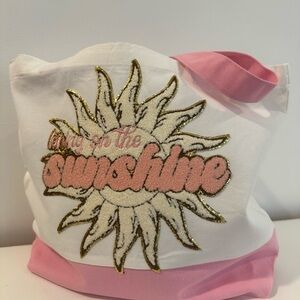 Bring on the sunshine Chanel patched 15 x 18 canvas tote bag